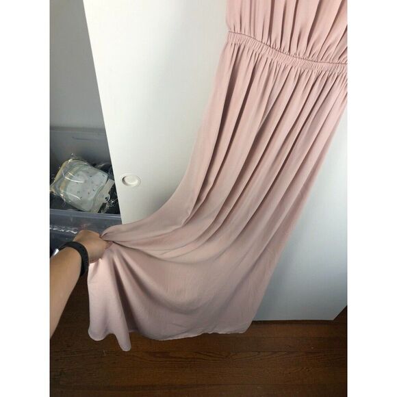 Show Me Your MuMu Michelle Flutter Sleeve Maxi Dress Chiffon Size S Pale Pink - Picture 4 of 11